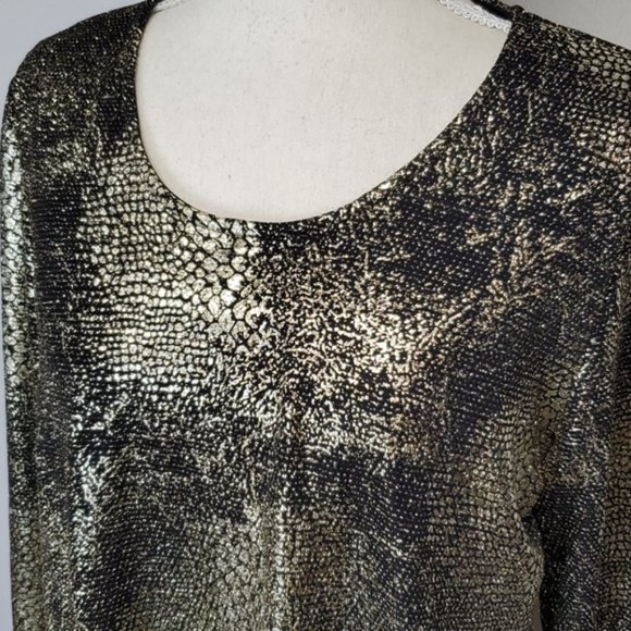Laura Ashley Metallic Gold Tunic Top XL - Picture 3 of 7